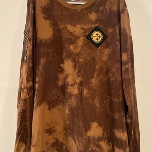 Nike Salute to Service Pittsburgh Steelers Brown Stressed Tie Dye Shirt Size XL